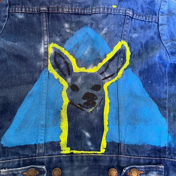 Vintage Handpainted Rustler Jean Jacket Kids Size Medium - Picture 3 of 9
